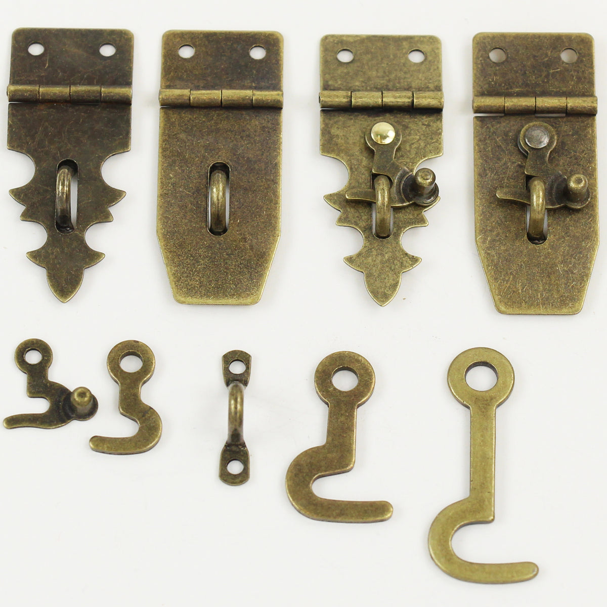 Antique Brass Hasps & Hooks Small Box Hardware