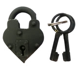 G056 - 2 1/4'' Width x 3'' Height Heart Shaped Antique Iron Reproduction Padlock