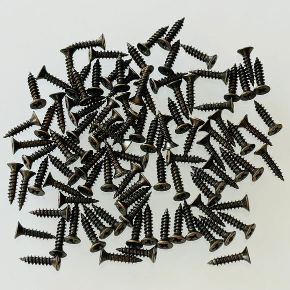 E384-2F - 3/8''  # 2 Small Antique Br. Flat Head Philips Screw (100 pack)