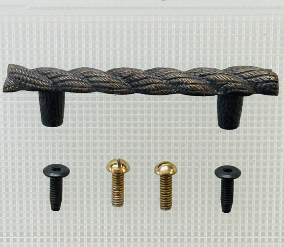 F974 - Antique Br. Cast Metal Faux Rope Handle