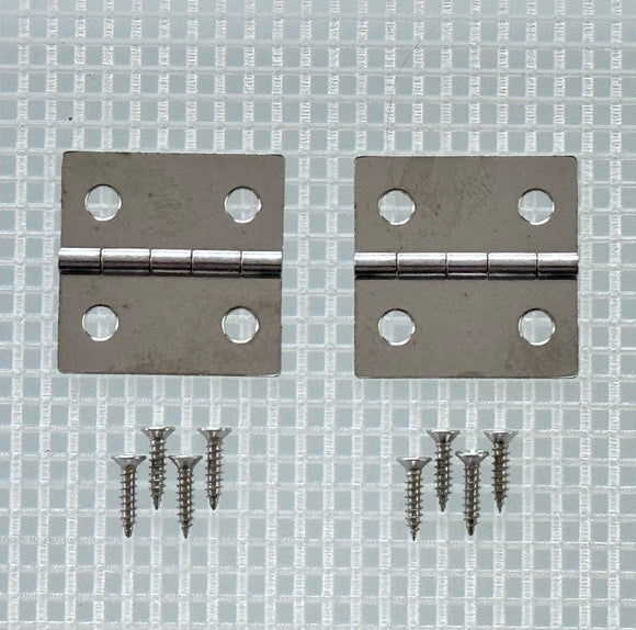 A082 Kit - 1'' Width X 1'' Height Hinges, Nickel Finish, Screws