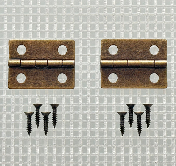 A064 Kit - 1'' Width X 3/4'' Height Hinges, Antique Br.  Finish, Screws