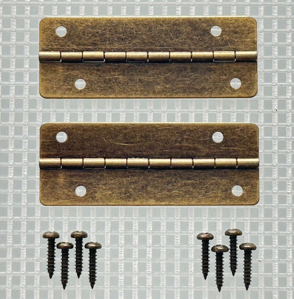 A164 Kit - 2'' Width X 3/4'' Height Offset Hinges, Antique Br.  Finish, Screws