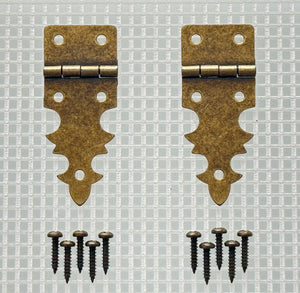 A904 Kit - 3/4" Width X 1 7/8" Height Half Strap Antique Br. Finish Hinges, Screws