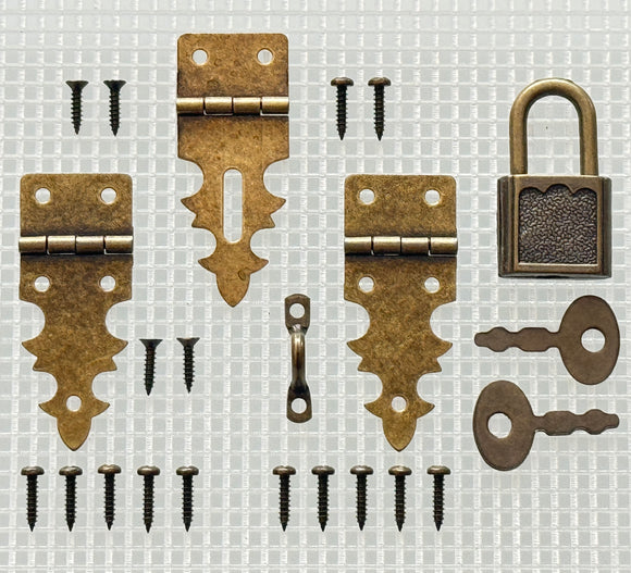 Y424 Kit - Decorative Antique Br. Hardware Box Kit w/Lock