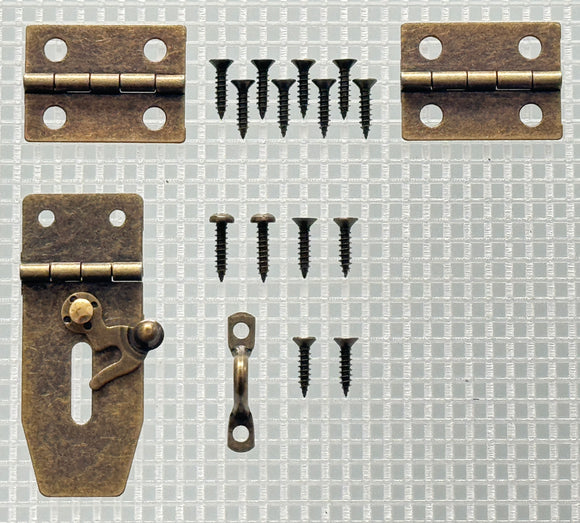 Y314 Kit - 3/4'' Width X 1 7/8'' Height Hasp w/Swing, Hinges, Antique Br. Finish, screws