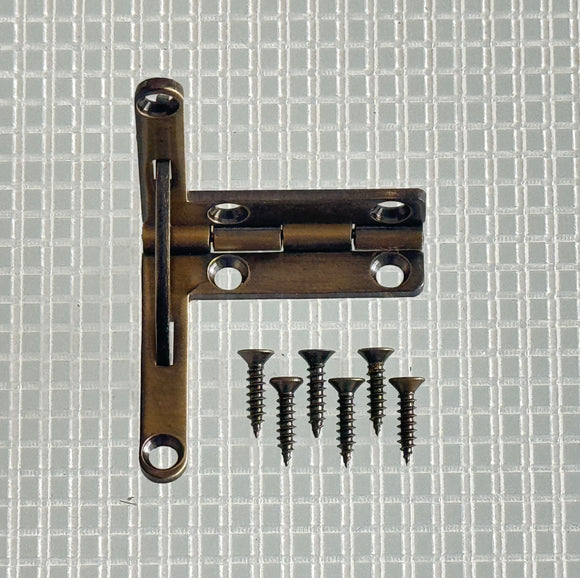 A864 Kit - 1 1/4'' X 1 1/4'' Solid Br. Antique Br. Finished Quadrant Hinge, Screws