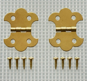 A941 Kit - 1 1/4" Width X 1 5/8" Height Brass Finish Butterfly Hinges, Screws