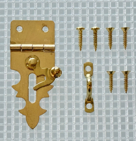 B301 Kit - 3/4'' Width X 1 7/8'' Height Dec. Hasp w/Swing, Brass Finish, screws