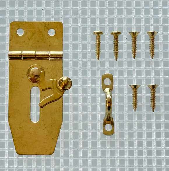 B311 Kit - 3/4'' Width X 1 7/8'' Height Hasp w/Swing, Brass Finish, screws