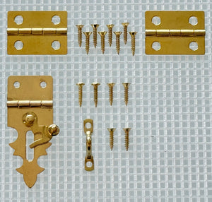 Y301 Kit - 3/4'' Width X 1 7/8'' Height Hasp w/Swing, Hinges, Brass Finish, screws
