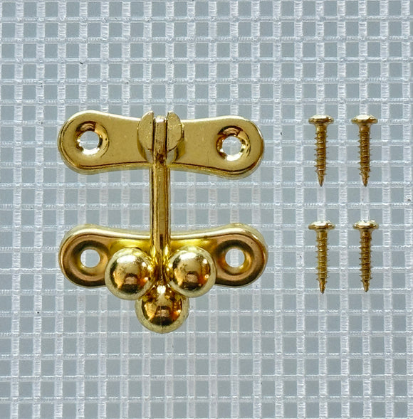 B411 Kit - 1 1/4'' Width X 1 1/4'' Small Brass Ball Clasp, Latch, Screws