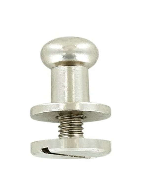 L912 - 1/4'' (9mm) Nickel Button Stud with Screw - Solid Brass