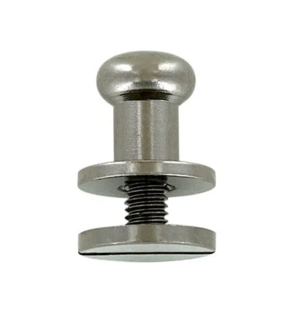 L913 - 1/4'' (9mm) Black Ni. Button Stud with Screw - Solid Brass
