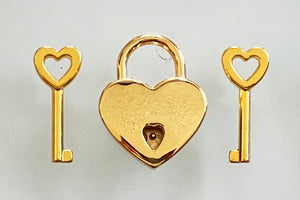 G361 - 7/8" Width x 1 1/16" Height Polished Brass Plated Heart Mini Padlock