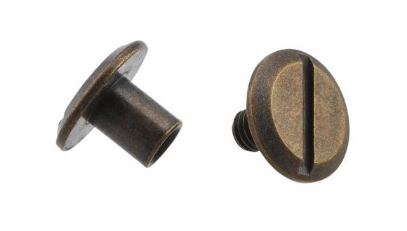 L144 - 1/4'' Small Antique Br. Chicago Screw - Screw Post