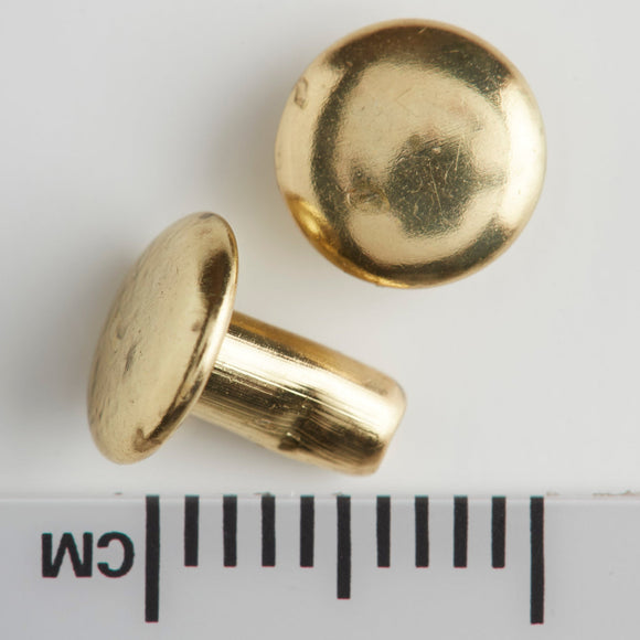 T111 - 3/16'' Double Cap Xtra Small Brass Plated Rivet