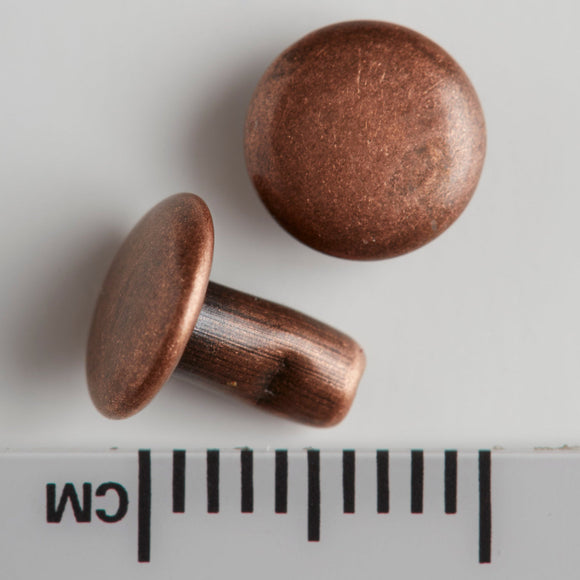 T135 - 1/4'' Double Cap Small Ant. Copper Plated Rivet